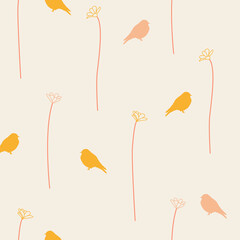 Flowers and birds seamless pattern design