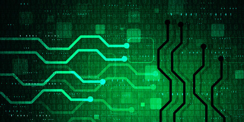 2d illustration Abstract futuristic electronic circuit technology background