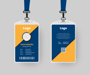 Id card set editable premium vector design, corporate identity card template with clasp and lanyard