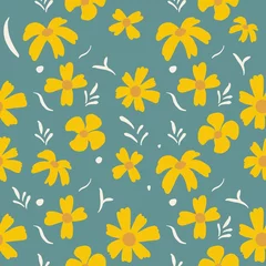 Wandaufkleber pattern background cute flower yellow color illustration.  © sister