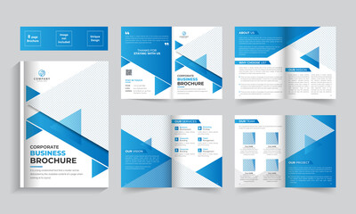 Business bifold brochure. Creative bi-fold pages brochure design. Corporate brochure template with modern, minimal and abstract design.