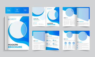 Business bifold brochure. Creative bi-fold pages brochure design. Corporate brochure template with modern, minimal and abstract design.