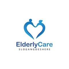Elderly healthcare heart shaped logo. Nursing home sign