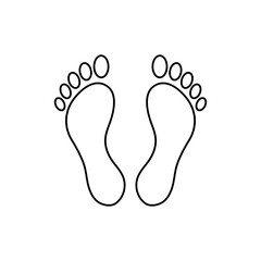Pair people foot icon. Line human footprints. Barefoot outline symbol. Vector isolated on white