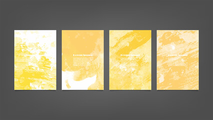 Set of yellow vector watercolor backgrounds for poster, brochure or flyer, Bundle of watercolor posters, flyers or cards. Banner template.