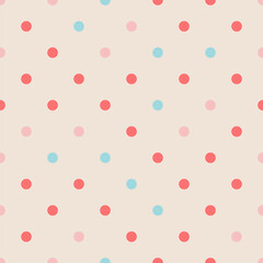 Pastel polka dots seamless pattern background, illustration vector.