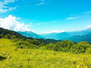 landscape with mountains and clouds