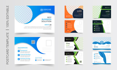 Creative corporate business Modern postcard design template. Elegant postcard design, marketing postcard design, business postcard design, real estate postcard design, postcard design element