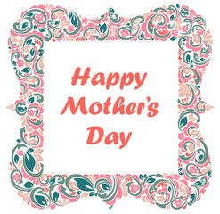 Mother day greeting card with beautiful floral frame vector vintage elegant classic style design.