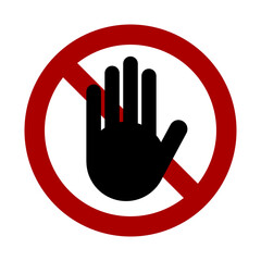 Stop Hand Block Round Sign or Adblock or Do Not Enter Icon. Vector Image.