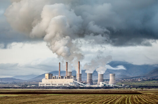Charcoal Electric Power Station in Ptolemais, Greece. Electricity Production Unit in Northern Greece.