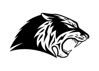 Illustration with angry tiger icon isolated on white background.