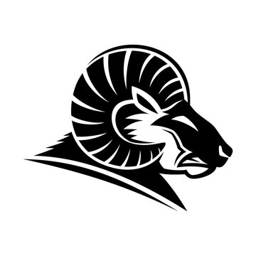 Illustration with angry ram animal icon isolated on white background.