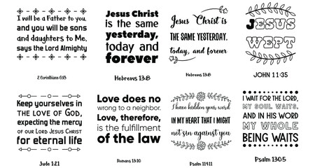 Set of Bible verses. Christian Quotes and Scripture sayings 
