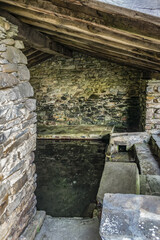 Beautiful old public washhouse (Lavoirs de Sare). In the town Sare are several old public or private washhouses. Sare, Pays Basque, Pyrenees Atlantiques, France.