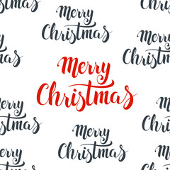 Lettering Merry Christmas seamless background. The text is written by hand. New Year's seamless pattern.