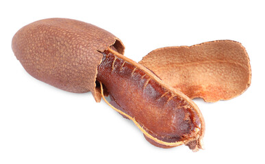 Delicious ripe tamarind on white background. Exotic fruit