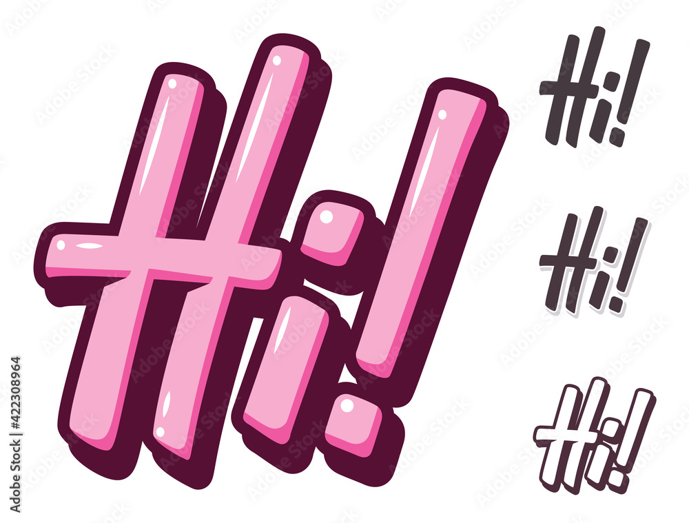 Fototapete set of hand drawn lettering on white background with different effects and colors. typography sign. 