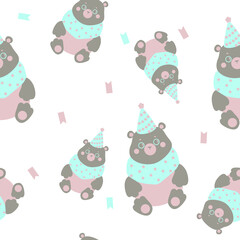 festive bear in a hat for a birthday party
