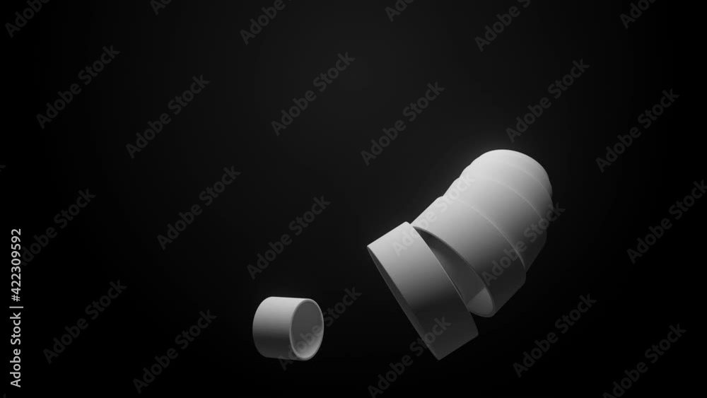 Poster 3d abstract render of tube elements follow each other with a small offset. directional flow to a smo