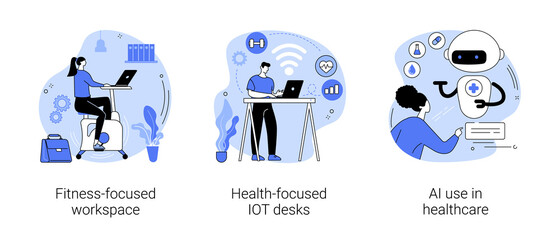 Health-focused technology abstract concept vector illustrations.