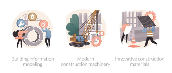 Construction technology innovation abstract concept vector illustrations.