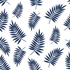 Seamless pattern with fern leaves. Isolated on a white background. Vector illustration of a plant. Print, wallpaper
