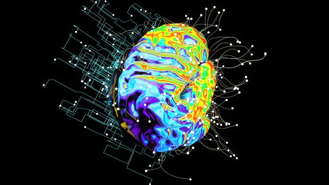 Abstract background of Artificial Intelligence with left and right Brain