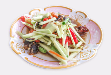 Mango salad with crab Thai food with clipping path