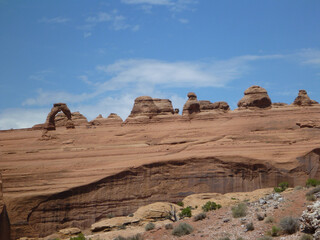 Fototapeta premium Scenic view of the red sandstone formations at Arches National Park in Utah 