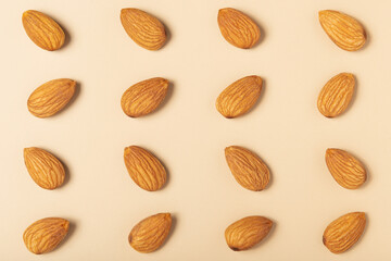Almond seeds pattern background.