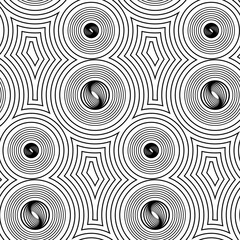 Abstract vector seamless op art pattern. Op art, graphic ornament. Optical illusion