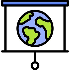 Earth picture on Projection screen icon, Earth Day related vector