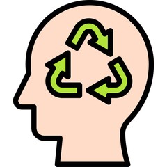 Head with Recycling symbol inside icon, Earth Day related vector