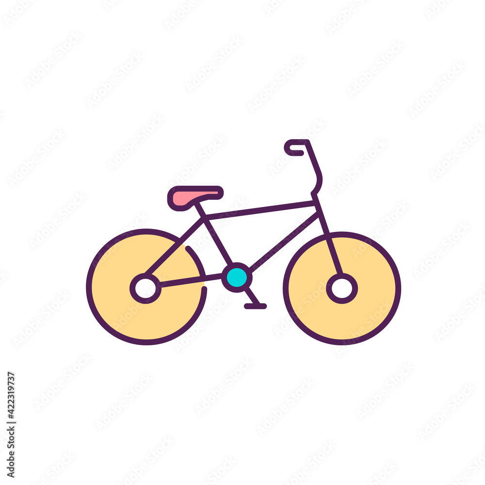 Poster Cycle sport RGB color icon. Physical, aerobic activity. Road bicycle racing. Cyclocross. Team, individual competition. Workout for heart, lungs. Fitness level improvement. Isolated vector illustration