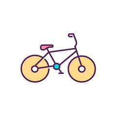 Cycle sport RGB color icon. Physical, aerobic activity. Road bicycle racing. Cyclocross. Team, individual competition. Workout for heart, lungs. Fitness level improvement. Isolated vector illustration