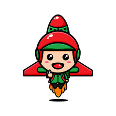 cute courier character design themed using rocket