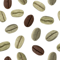 seamless pattern with green coffee beans