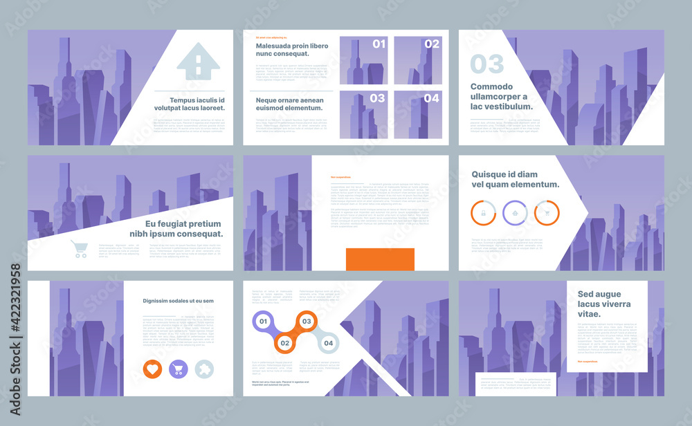 Poster business presentation ui. corporate powerpoint business templates web slides with place for text and