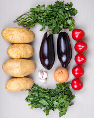 The fresh vegetables on a white background