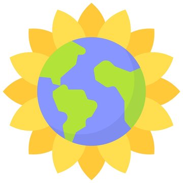 Sunflower earth icon, Earth Day related vector