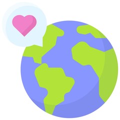 Earth with heart in speech bubble icon, Earth Day related vector