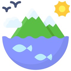 Mountain and Sea icon, Earth Day related vector