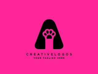 Creative Letter A Logo, Paw Logo Design, Cat Logo, dog Logo Vector