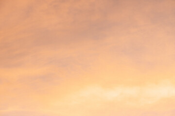 Beautiful sunset sky in orange colors, photo with grain