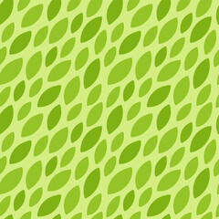 Vector seamless pattern with green leaves on green background.