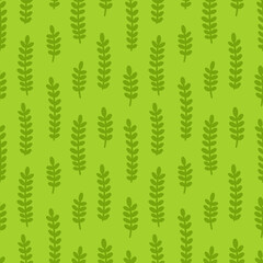 Fototapeta na wymiar Vector seamless pattern with green branches on light green background.