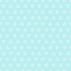 Vector seamless pattern with pastel blue dots and berries on blue background. Cute and simple pattern.