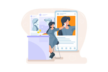 The girl updating a picture of herself.