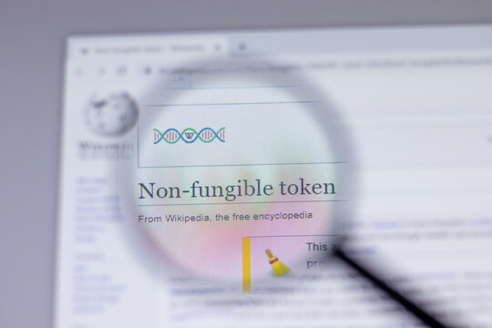 New York, USA - 18 March 2021: Non-fungible Token NFT Inscription On Website Close-up, Illustrative Editorial.